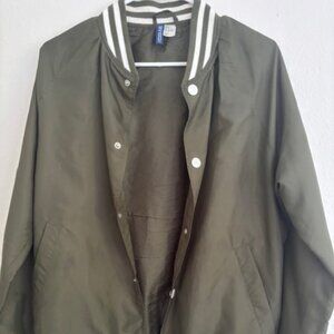 H&M Men's Olive Green Varsity style bomber jacket.
